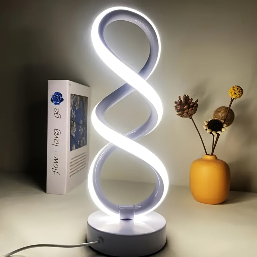 Spiral LED Table Lamp, Dimmable Push Button Control Desk Light for Bedroom Living Room Office, Modern Metal Base Indoor Accent Lamp, Unique Spiral Design Home Decor Gift for Christ - product image 8