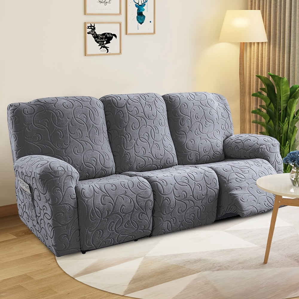 Chenille Recliner Sofa Cover 3 Seater High Stretch Thickened Hooked Fabric - Machine Washable Wear Resistant Couch Slipcover | Sand Color Light Grey Chocolate | Living Room Bedroom - product image 18