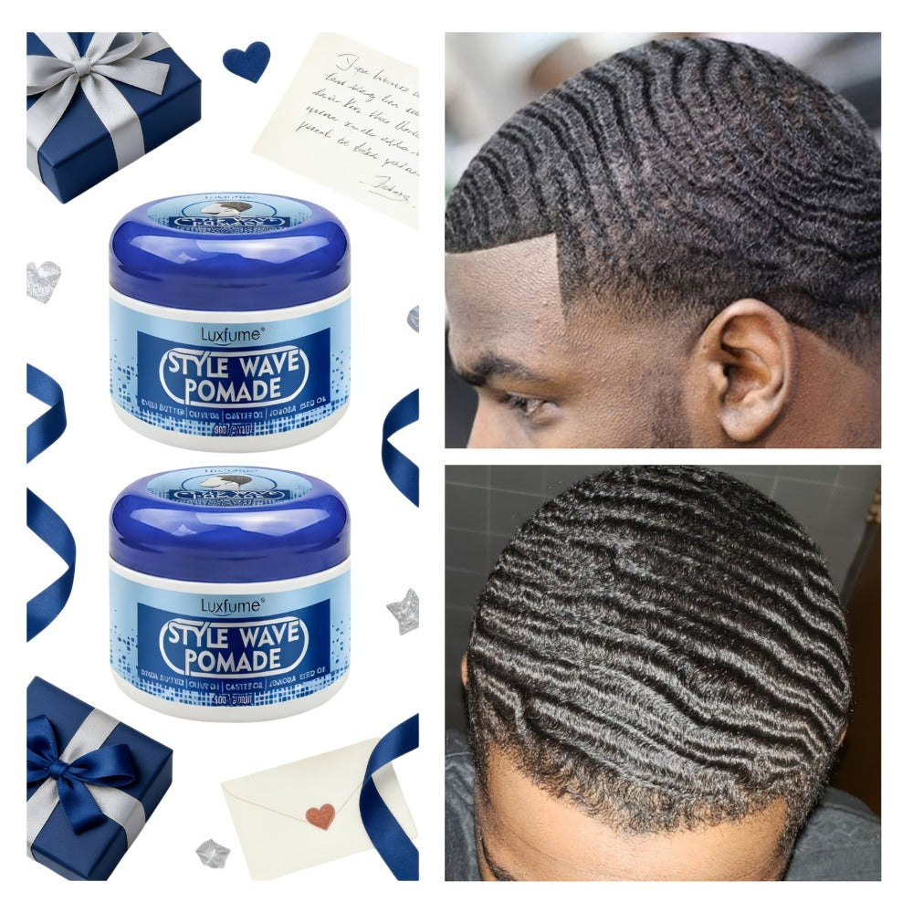 Wave Pomade Strong Hold & Edge Control 3.18oz 2-Pack - Luxfume Non-Greasy Hair Styling Cream with Natural Botanical Extracts, 360 Waves, Easy Wash Out, All Hair Types - product image