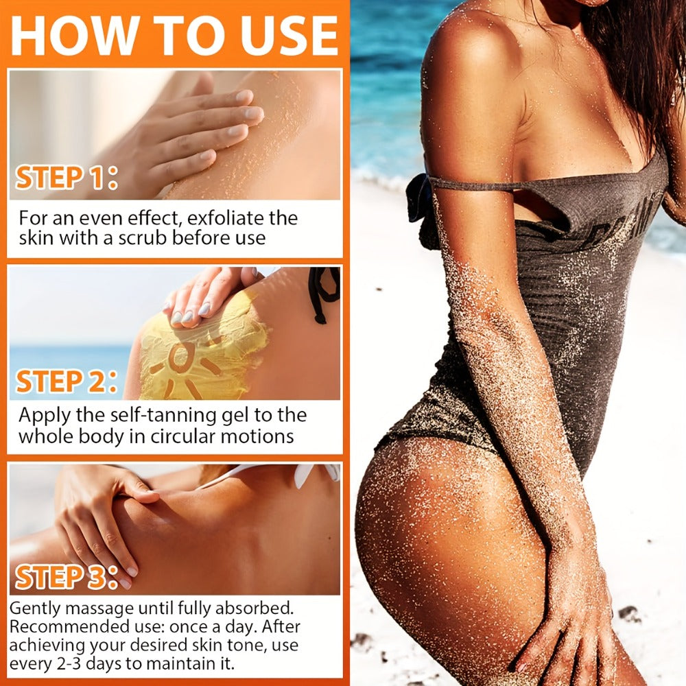 Self Tanning Cream Glycerin Coconut 200ml — Streak-Free Natural Glow Moisturizing Fake Tan Lotion Low-Allergy for Dry Sensitive Skin Beach Outdoor Year-Round Sun-Kissed Tan Women M - product image 4