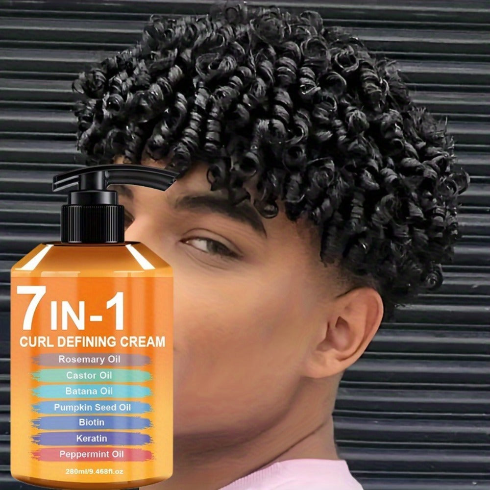 Curl Cream for Wavy & Curly Hair 7-in-1 Formula with Argan Oil & Rosemary Oil - Frizz Control, Long-Lasting Definition, Natural Fluffy Finish, All Curl Types, 280ml - product image 6