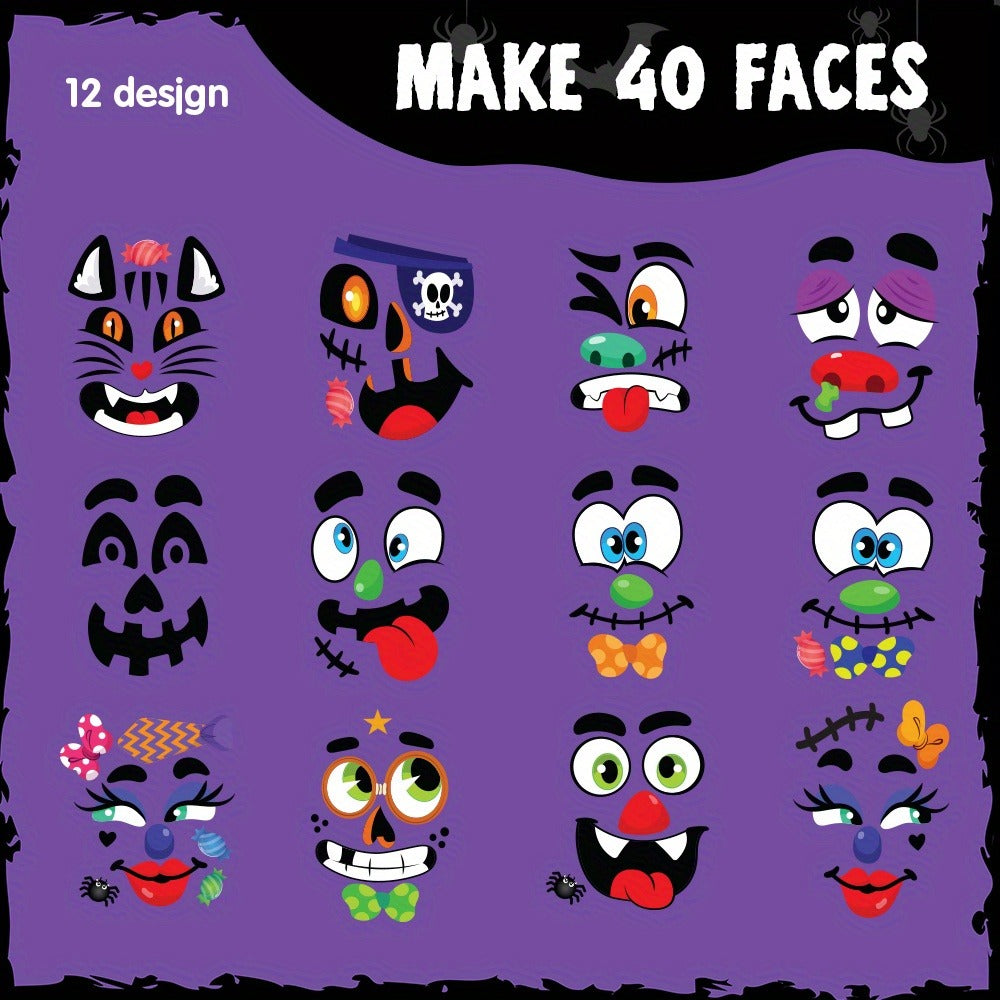 No-Carve Pumpkin Decorating Kit for Kids | 40 Faces 18 Sticker Sheets 12 Designs Halloween Pumpkin Decoration Craft, Trick or Treat Party Supplies & Favors - product image 3