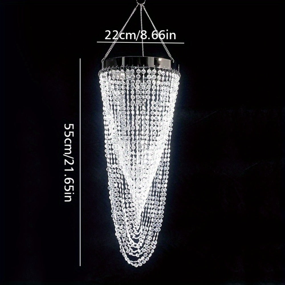 Crystal Beaded Chandelier Lampshade Acrylic Sparkling Droplets Elegant Ceiling Light Fixture Cover for Wedding Party Home Decor Multiple Sizes Branch Style Beadwork Pendant Shade - product image 9