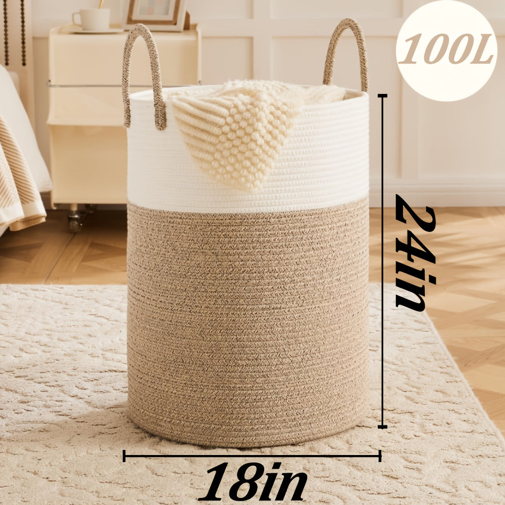 Collapsible Laundry Basket, Woven Rope Laundry Hamper, 12.15gal/15.85gal/21.13gal/26.42gal Laundry Bag for Decor Storage of Dirty Clothes, and Blankets in - product image 17