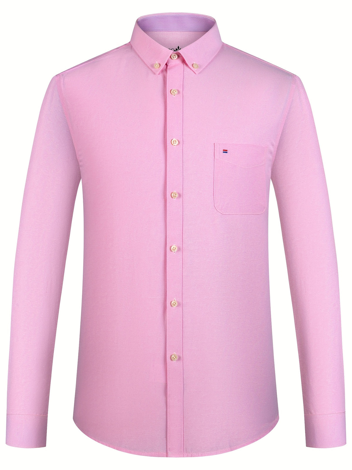 Men's Cotton Blend Dress Shirt, Casual Lapel Collar, Non-Stretch Solid Color, Regular Long Sleeve, Single Breasted Placket, Regular Fit, for Spring/Fall - product image 4