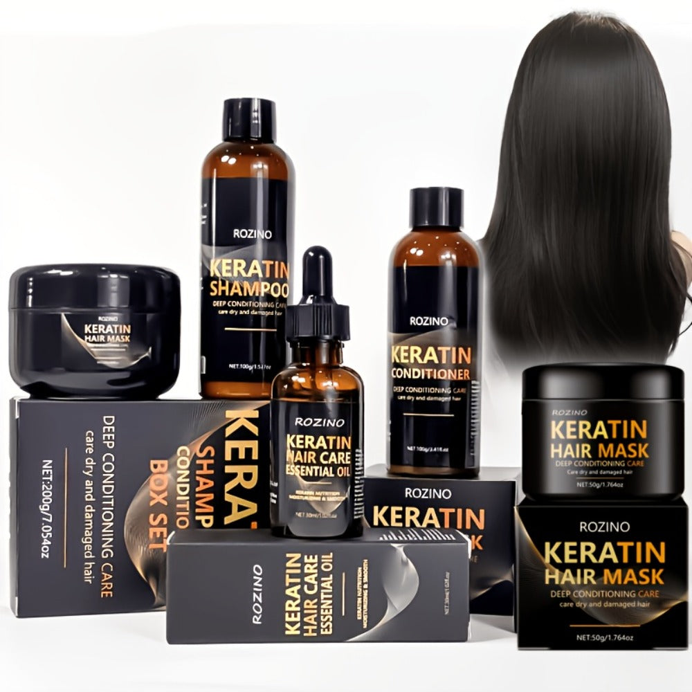 Keratin Hair Care Set 5pcs – Shampoo Conditioner Hair Mask & Essential Oil Bundle | Cleanses Strengthens Repairs Split Ends & Volumizes | Squalane Glycerin Formula for All Hair Typ - product image 2