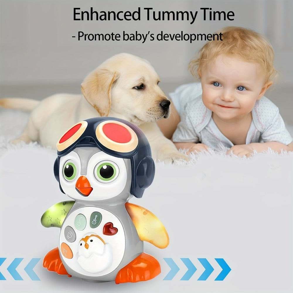 Interactive Tummy Time Learning Toy for Infants 6-12 Months, Sensory Light Up Dancing Penguin, Perfect Easter Basket Stuffer & Baby Gift | Baby Crawling Penguin Musical Toy with Music, Lights & Movement