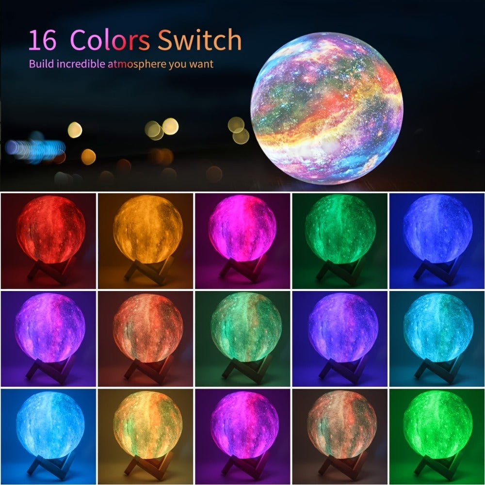 Moon Lamp Night Light 16 Colors 3D Galaxy Lamp with Wooden Stand Remote Control USB – Perfect Birthday Gift for Women Men Lovers (5.9 Inch) - product image 5