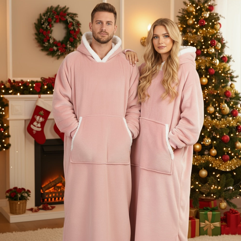 Wearable Blanket Hoodie - Oversized Extra-Long Ultra-Soft Acrylic Hooded Blanket for Adults, Warm Cozy TV Watching Winter Gift for Christmas Valentine's Day - product image 3