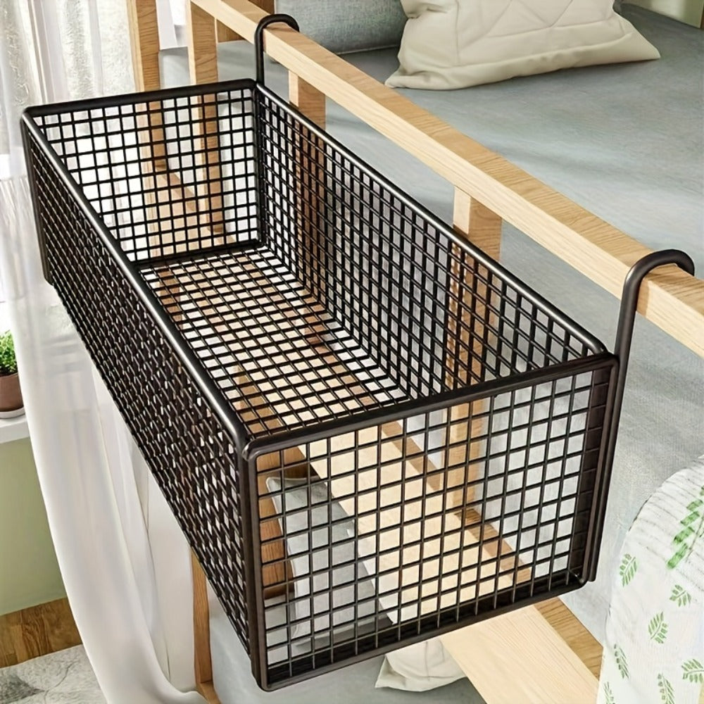 Over Door Hanging Basket Storage Rack - Woven Mesh Metal Organizer Shelf for Bedroom Dorm Wardrobe Closet, Space-Saving Wall Mounted Hanging Storage Basket - product image 4
