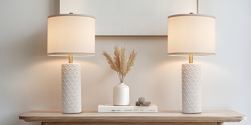Ceramic Table Lamp – Modern Farmhouse Bedside Lamp with Drum Shade, 3 Color Temperature, Knob Switch, 9W LED Bulb Included, Rustic Nightstand Desk Light for Bedroom Living Room Off - product image 15