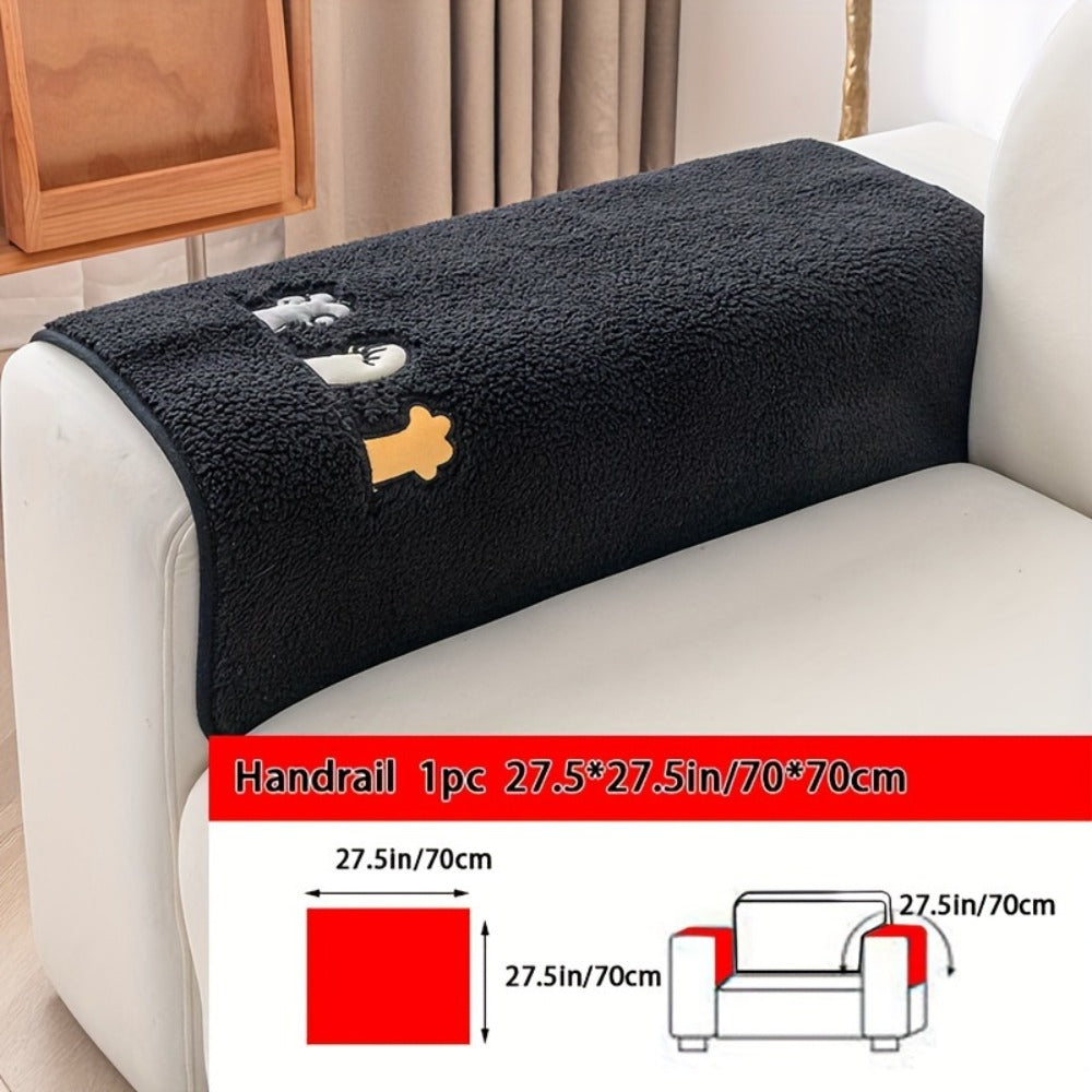 Plush Shearling Sofa Cover Non-Slip Pet-Friendly Couch Protector Animal Bone Embroidery Soft Warm for Living Room Bedroom Office 2 3 4 Seater - product image 30