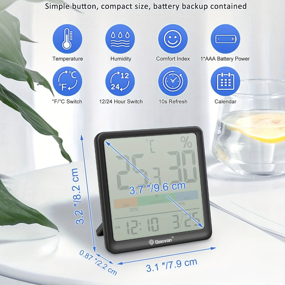 Indoor Thermometer Hygrometer Digital | Accurate Temperature Humidity Monitor with Clock & Calendar | Desktop Room Humidity Gauge for Home Office Bedroom Baby Room - product image 4