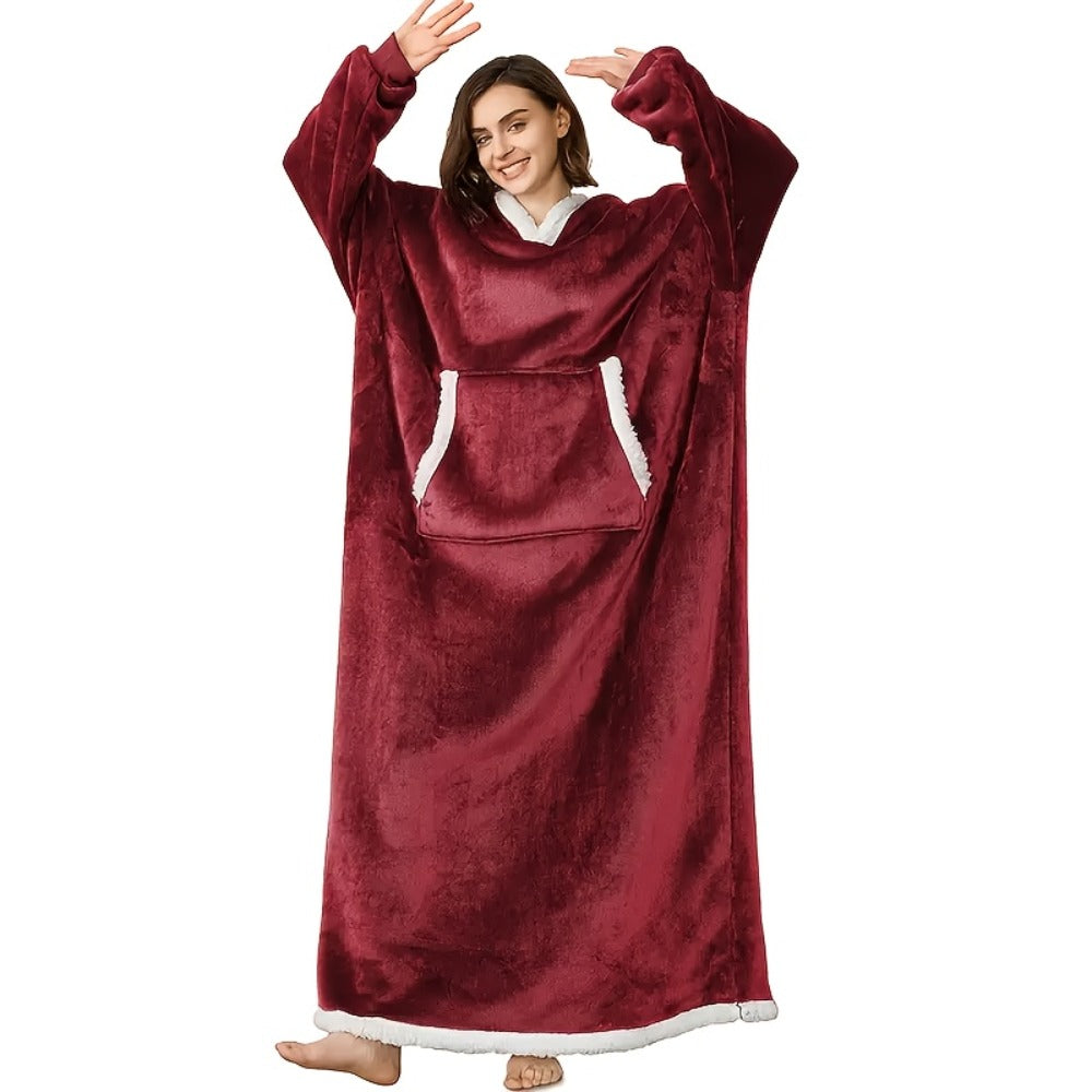 Wearable Blanket Hoodie - Oversized Extra-Long Ultra-Soft Acrylic Hooded Blanket for Adults, Warm Cozy TV Watching Winter Gift for Christmas Valentine's Day - product image 4