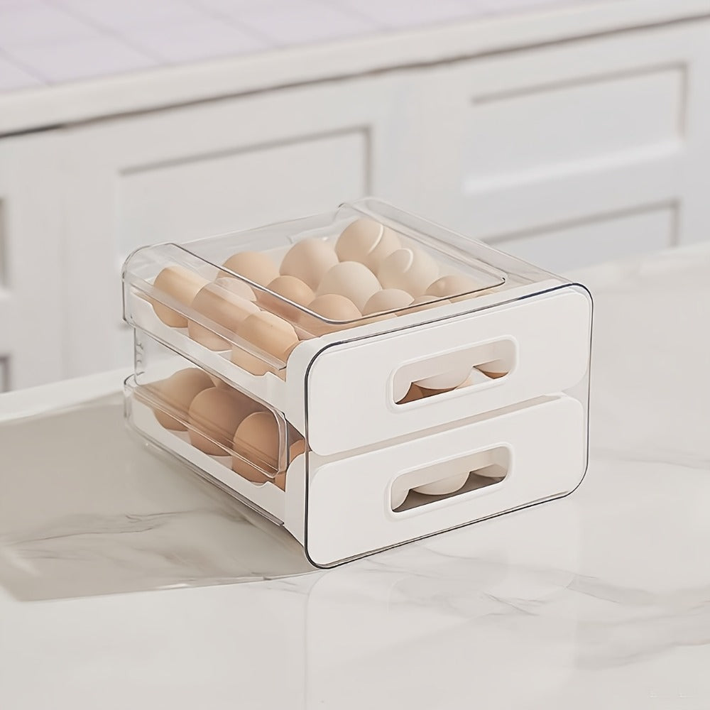 Egg Storage Container 32 Grid Double Layer with Drawer | Fridge Egg Holder Organizer | Sturdy PET+PP Stackable Egg Tray for Refrigerator, Keeps Eggs Fresh & Organized - product image 6