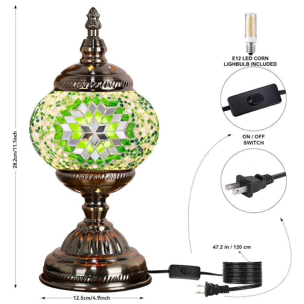 Moroccan Table Lamp Handmade DIY Turkish Lamp Dimmable Glass Metal Brass Bohemian Bedside Night Light with Remote for Bedroom Living Room Office Vintage Boho Home Decor Gift Multip - product image 4