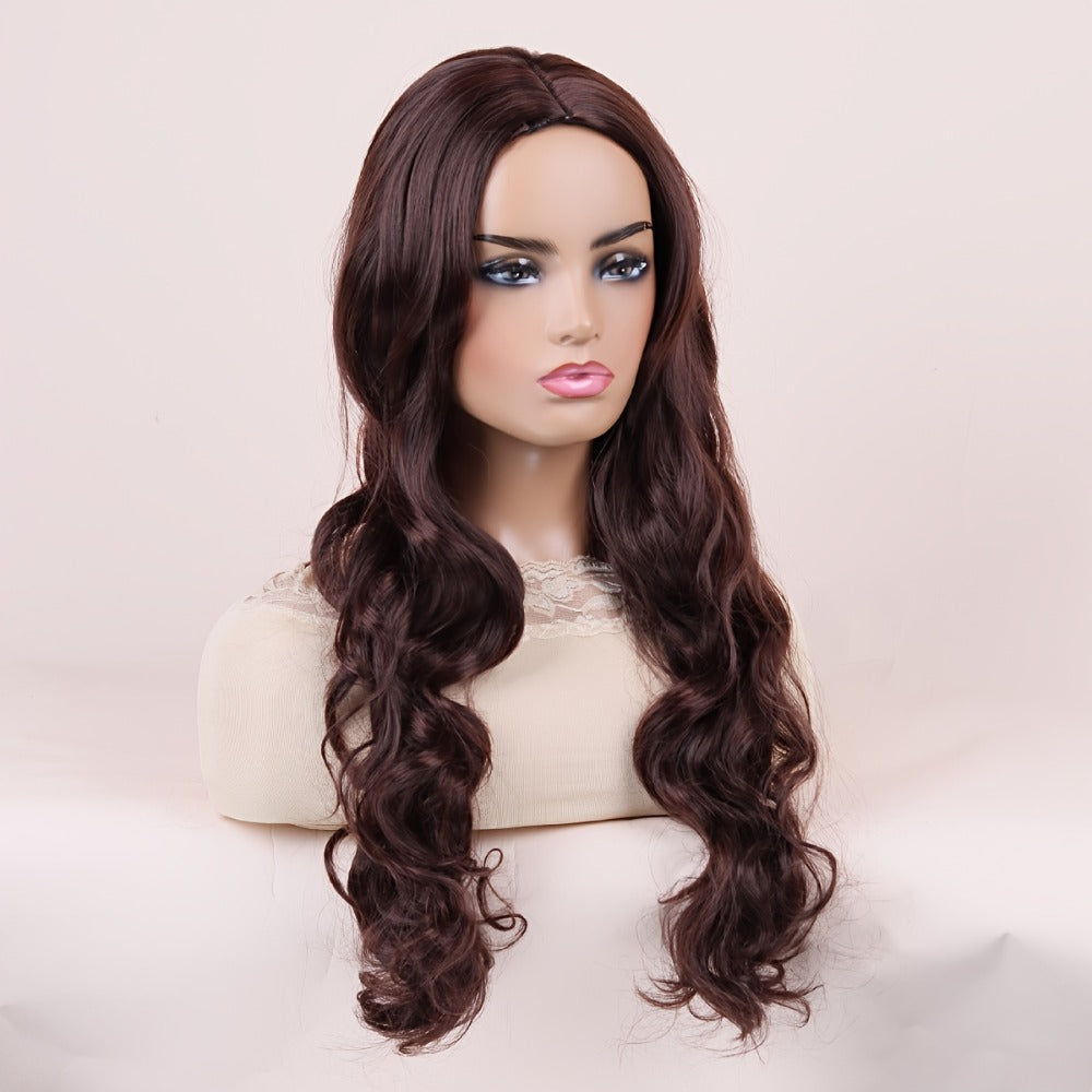 Headband Wig Curly Hair 28 Inch Long Wavy Big Wave Dark Brown Black Synthetic Heat Resistant | Fluffy Pompadour Party Wedding Cosplay Slip On Women Wig - product image 12