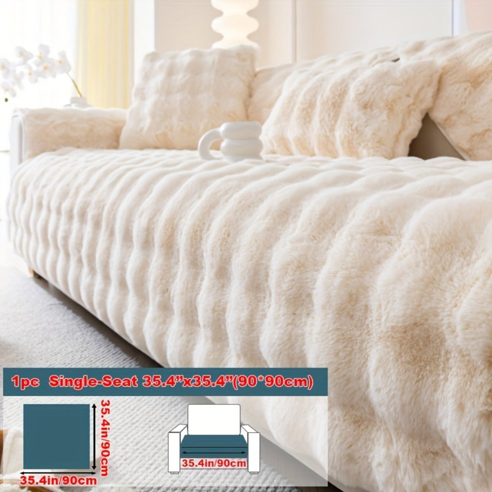 Faux Rabbit Plush Sofa Cover Winter Warm Thickened Anti-Slip Pet Friendly Cushion Protector for Living Room Bedroom Office 1 2 3 4 Seater - product image 40