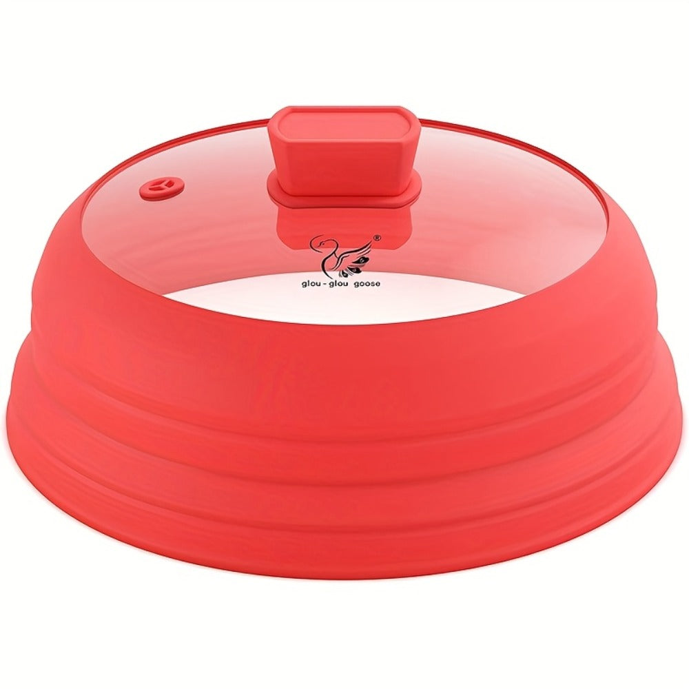 Collapsible Microwave Cover Splatter Guard with Silicone Handle - BPA Free Foldable Food Cover Lid for Microwave Oven 8.5 9.8 10.5 11.8 Inch in Black Red Grey Blue - product image 4