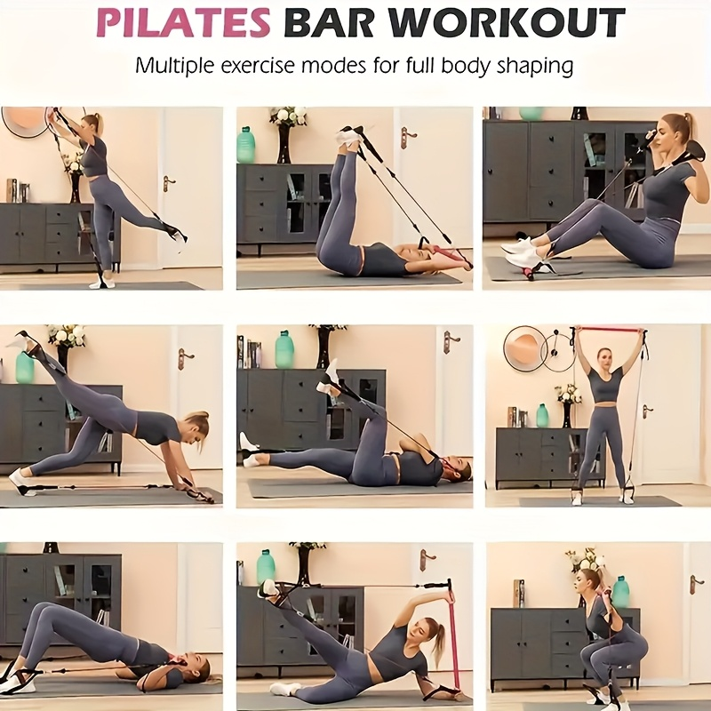 150LB Bands, Ankle Straps & Drawstring Bag, Travel-friendly Home Gym Fitness Set for Full Body Workout for Men & Women | Resistance Band Pilates Bar Kit 8-Piece - product image 9