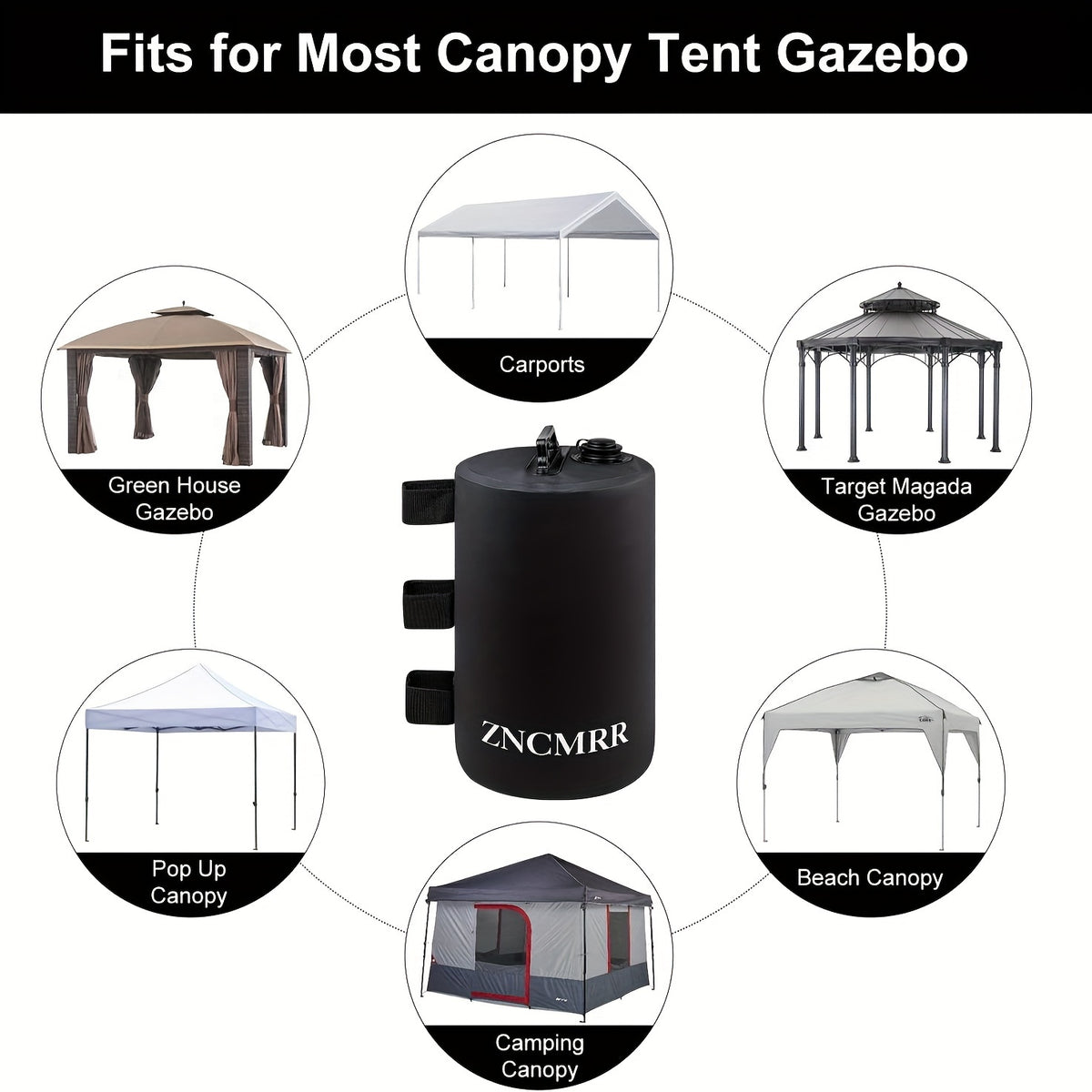 Canopy Water Weight Bag Leg Weights for Pop Up Canopy, Tent, Gazebo, Set of 4, Black - product image 4