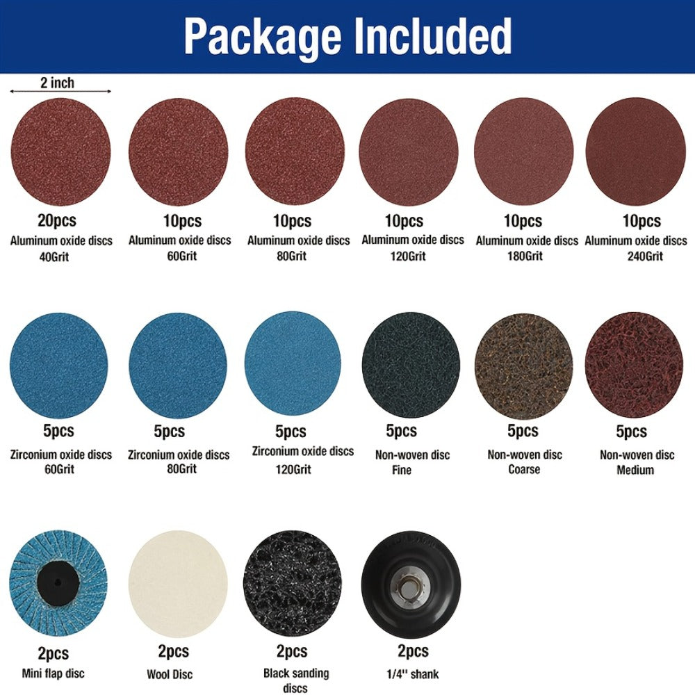 108pcs 2 Inch Sanding Discs Set with 1/4" Holder – Roloc Quick-Change Surface Conditioning Discs for Die Grinder, Rust & Paint Removal, Polishing & Grinding - product image 2