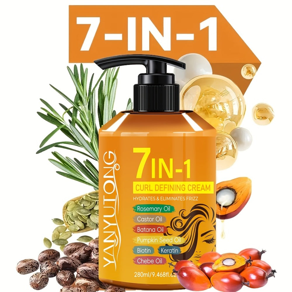 Argan Oil & Rosemary Curling Cream 280ml — 7-in-1 Moisturizing Long-Lasting Hold, Defines Waves & Curls, Naturally Fluffy Frizz-Free Finish for Wavy Curly Coily Hair Women - product image 8
