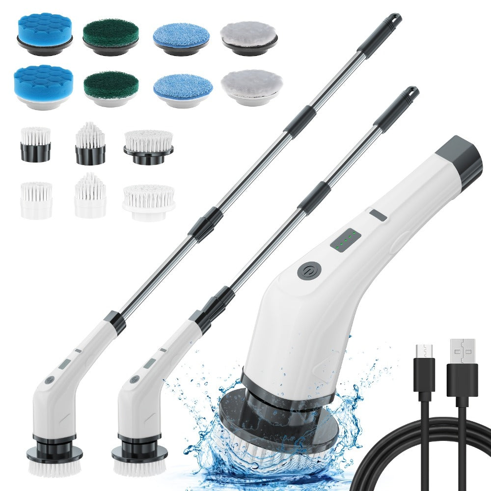 Telescopic Electric Cleaning Brush with Long Handle, 7-in-1 & 14-in-1 Multifunctional Power Scrubber Kit, Replaceable Brush Heads, Household Floor Kitchen Bathroom Tile Grout Scrub - product image 3