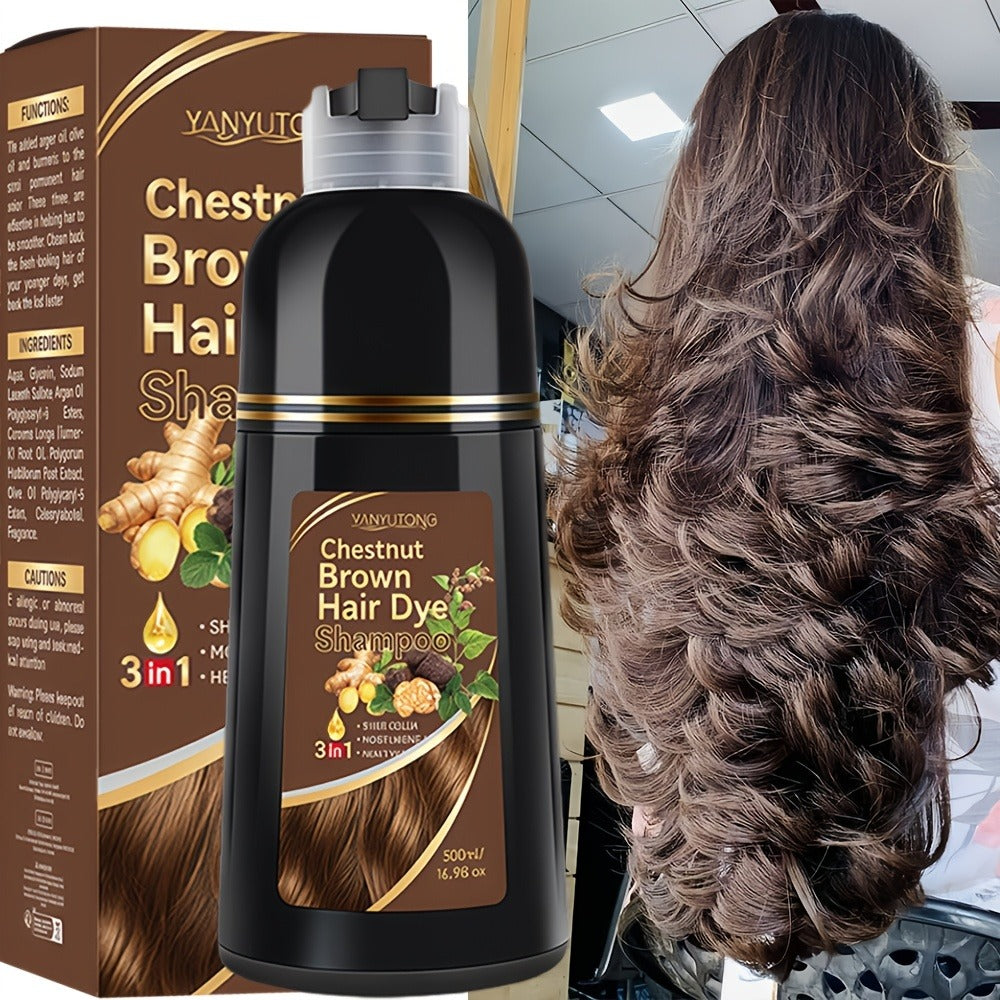 Ammonia-Free Herbal Hair Color Shampoo 3-in-1 Colors in 15 Minutes Lasts 30 Days - Semi Permanent Gray Coverage Moisturizing Cleansing Black Dark Brown Chestnut Brown Red for Women - product image 5