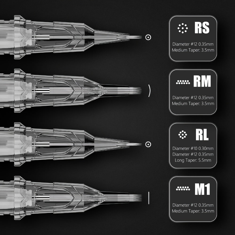 XNET X-RAY Tattoo Cartridge Needles Mixed Set 20pcs RL RS RM Round Liner Shader Curved Magnum Safety Membrane EO Gas Sterilized 316L Stainless Steel for All Cartridge Machines Arti - product image 2
