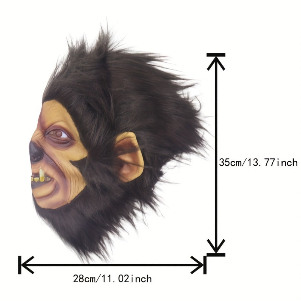 Natural Latex Full Face Halloween Costume Mask for Themed Party Cosplay Masquerade Ball Scary Dress Up, Cool Dashing Design Hand Washable | Hairy Beast Latex - product image 2