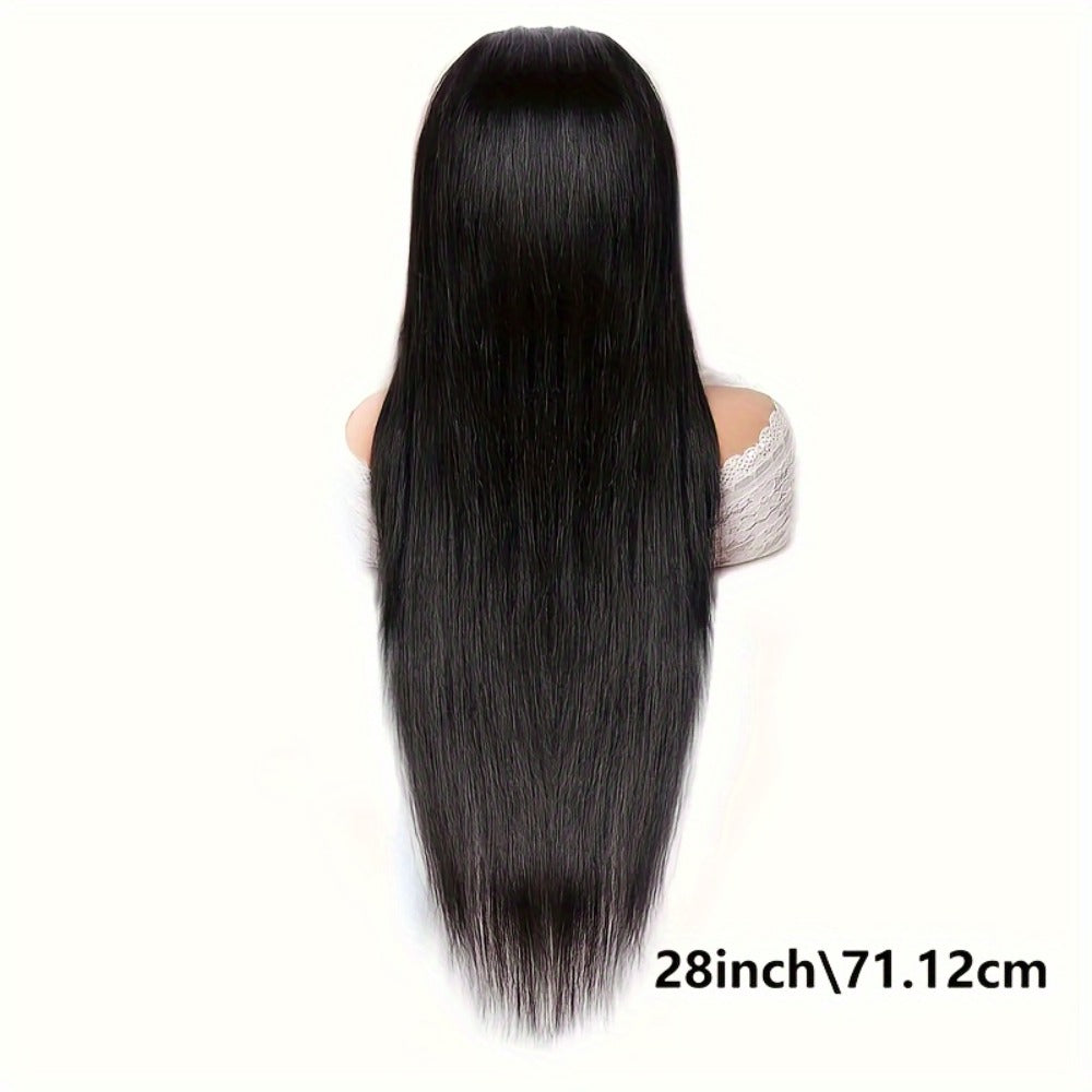 Put On and Go Wig 6x4.5 HD Lace Human Hair Straight 250% Density Glueless Pre-Plucked Pre-Cut Pre-Bleached Knots Long Straight Wig for Women 22-36 Inch Natural Black - product image 5