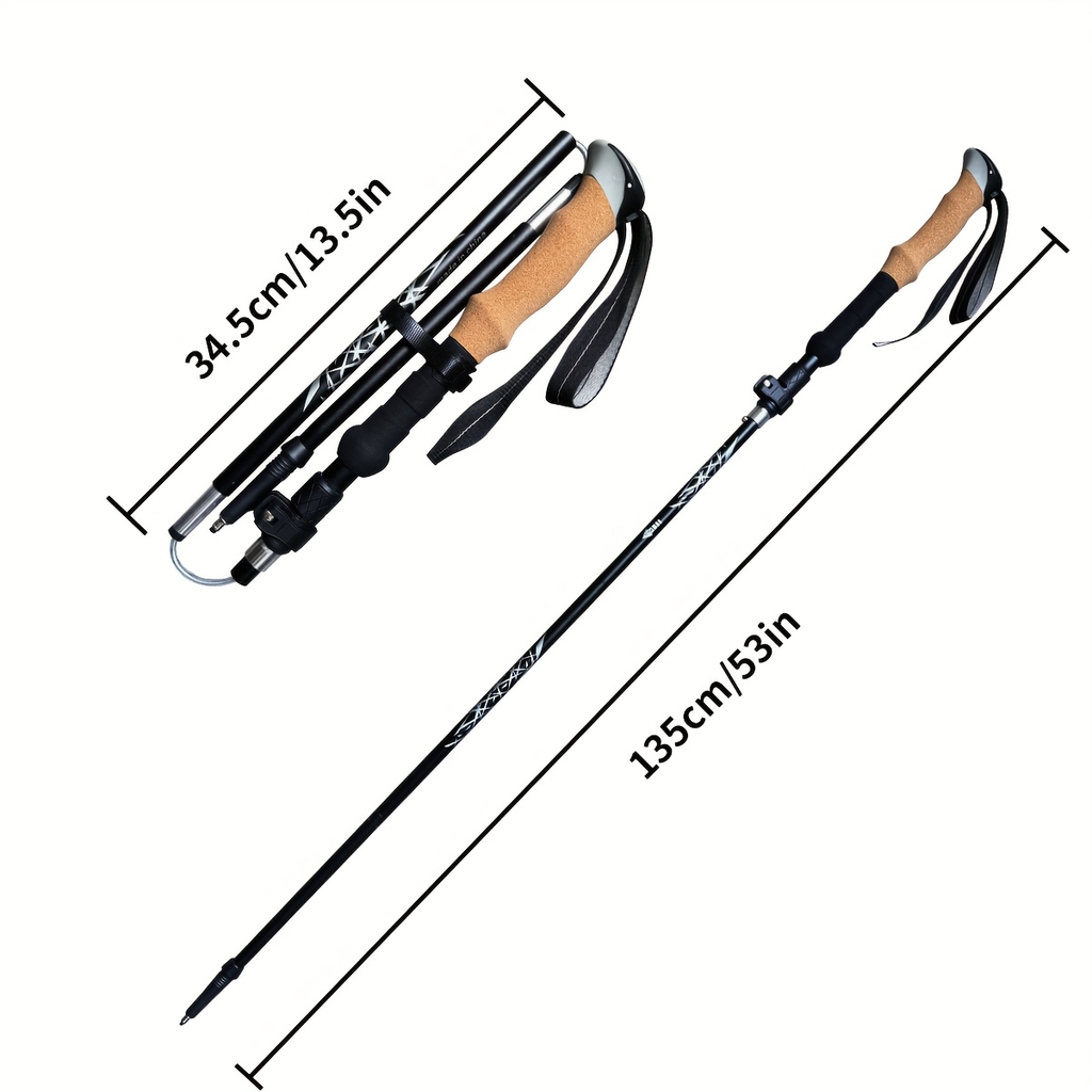 Folding Hiking Sticks with Cork Ergonomic Grip, Sweat-Absorbing Handle, Adjustable Walking Poles for Hiking, Camping & Mountain Travel | Lightweight Aluminum - product image 7