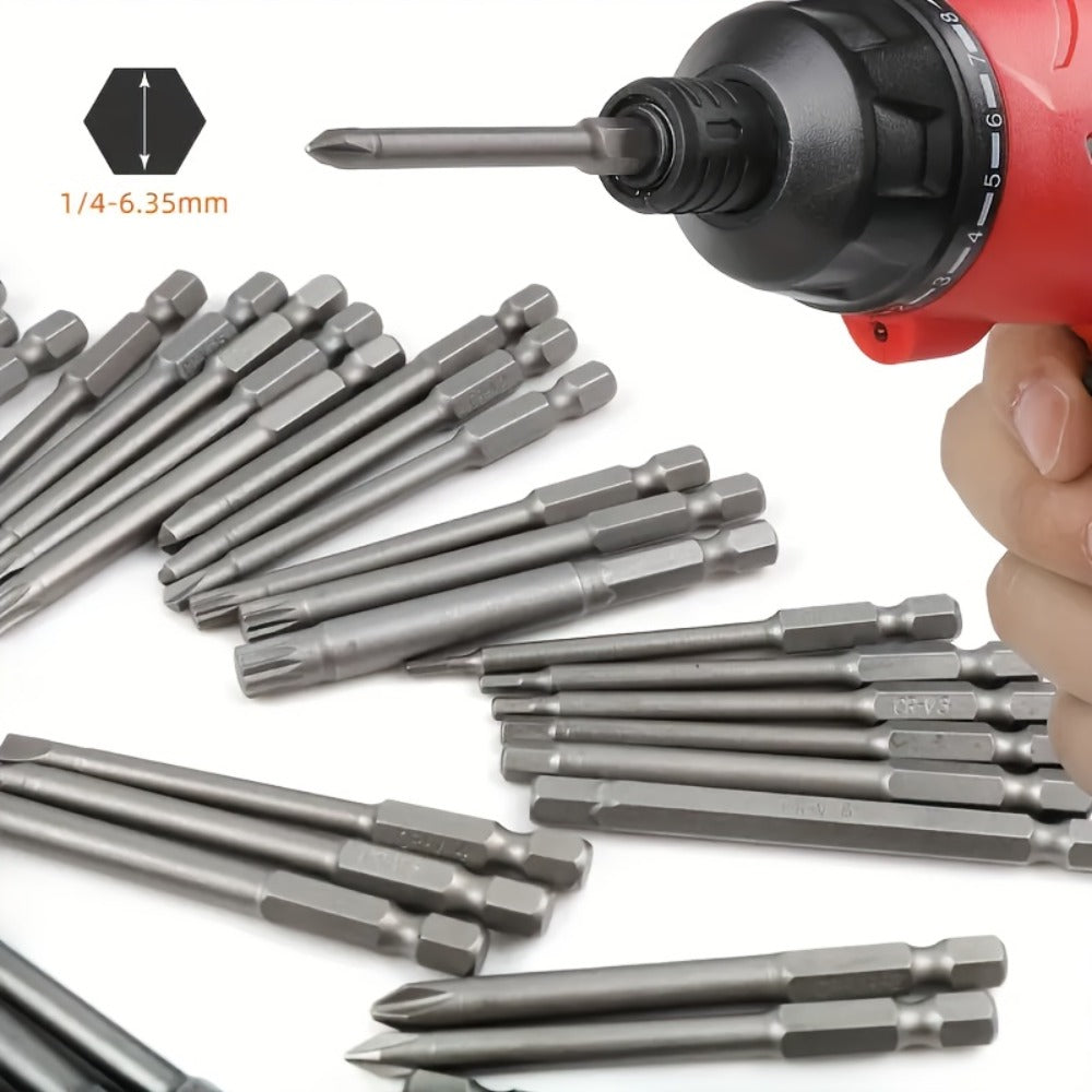 Magnetic Screwdriver Bits Set 50pcs – 75mm Extended Security Bits, 1/4" Hex Shank, Torx Star Hex Spline, for Power Drills & Hand Screwdrivers - product image 9
