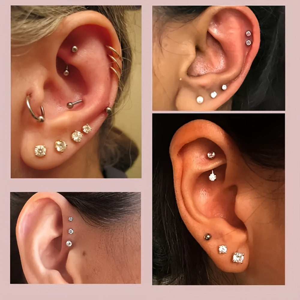 Ear Piercing Gun Kit Reusable Stainless Steel 24 Ear Studs 10 Cubic Zirconia CZ Fashion Earrings Marking Pen - Complete Body Piercing Set for Ear Nose Lobe Helix Cartilage at Home  - product image 5