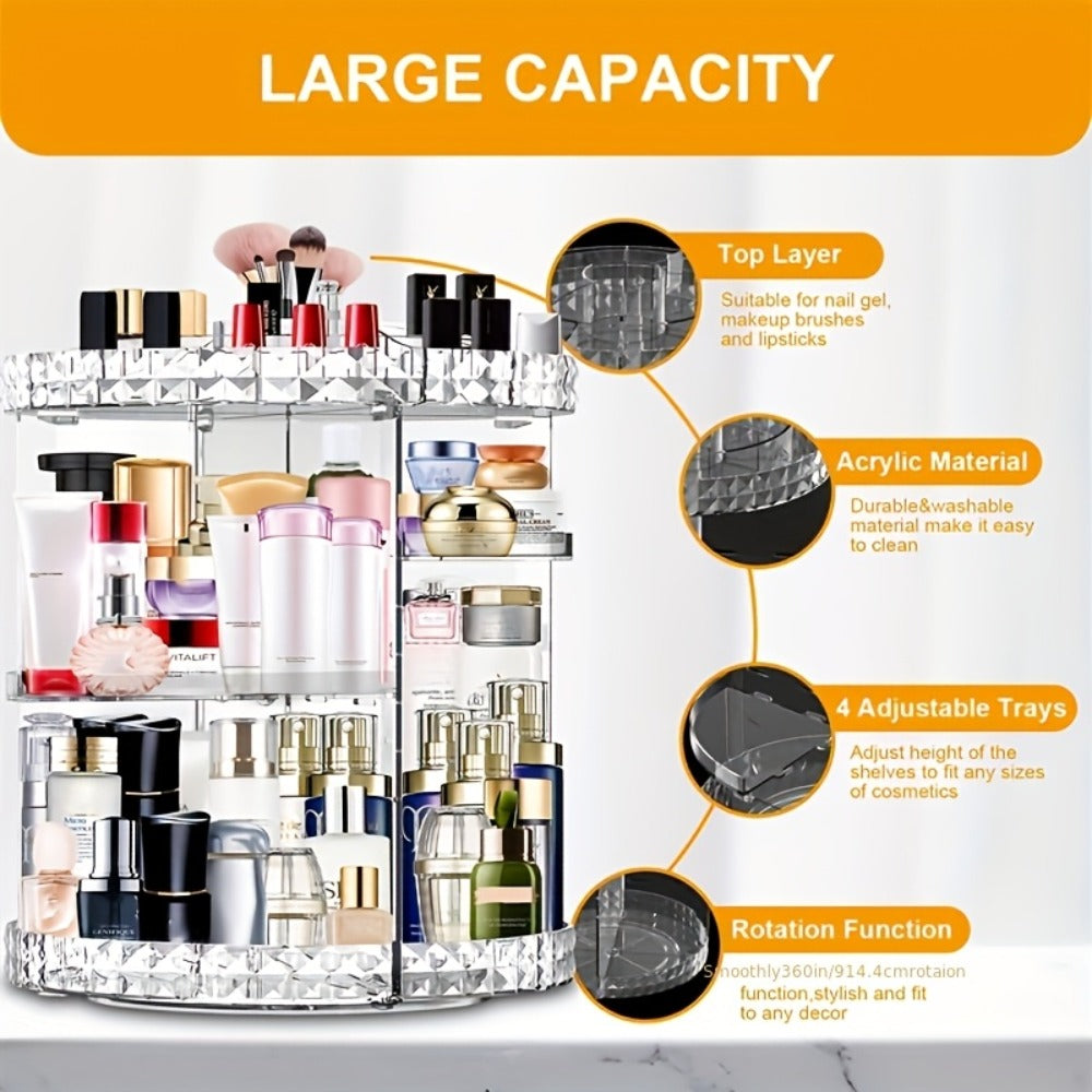 Rotating 360 Makeup Organizer Spinning Cosmetic Storage Display Rack 7 Adjustable Layers Large Capacity Skincare Holder for Vanity Countertop Bathroom Dresser White Blue Gray - product image 2