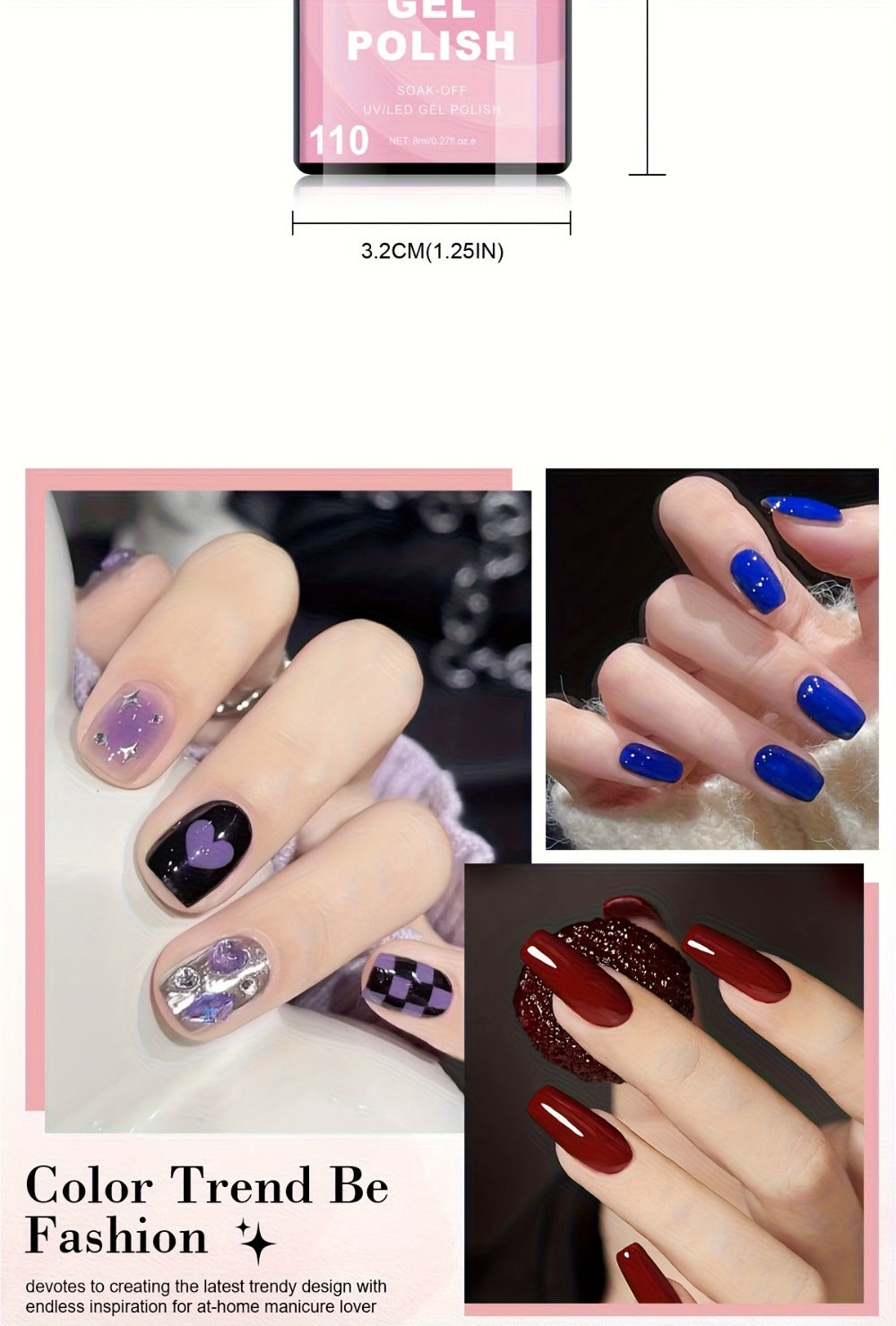 Soak-Off Gel Nail Polish Set 6pcs Hypoallergenic - Fall & Winter Glitter and Solid Colors UV LED Long-Lasting Toxin-Free DIY Nail Art Kit for Women, Home Manicure, Christmas Gift f - product image 16