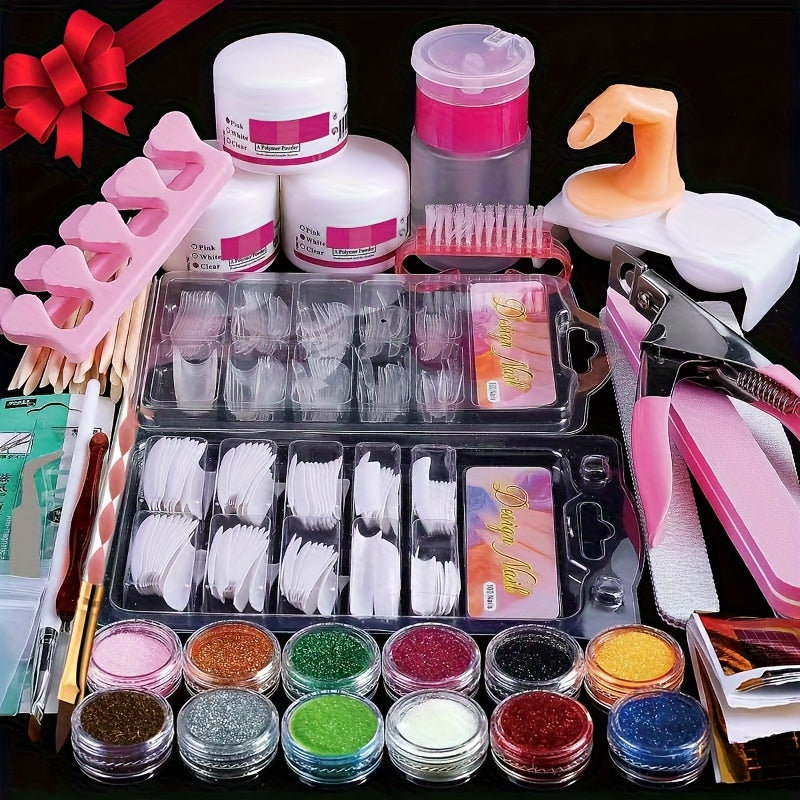 Acrylic Nail Powder Kit 12 Colors Glitter – Complete Beginner Nail Extension Tool Set with Nail Plate, Press Bottle & Extension Paper Holder for Salon & DIY Home Nail Art - product image 7