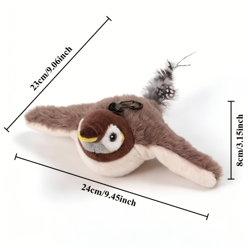 Flying Sparrow Cat Toy with Flapping Wings & Chirping Sound | USB Rechargeable Plush Bird Cat Toy, Touch-Start Interactive Feather Toy for Indoor Cats - product image 4