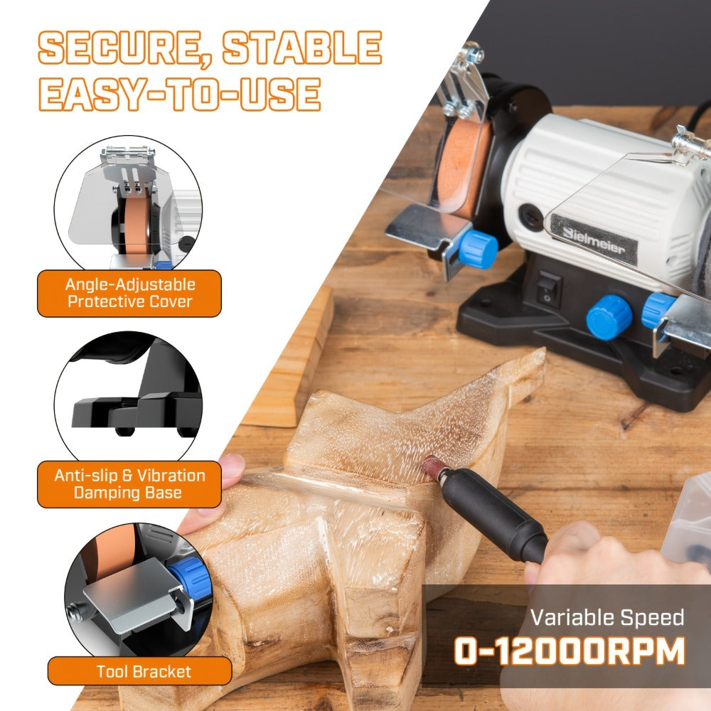 Bench Grinder 3 Inch Rotary Tool Kit 110pcs Accessories Flexible Shaft 105cm Buffer Polisher for Wood Jewelry Metal Plastic Stone Low Noise Compact 3.97LB - product image 3