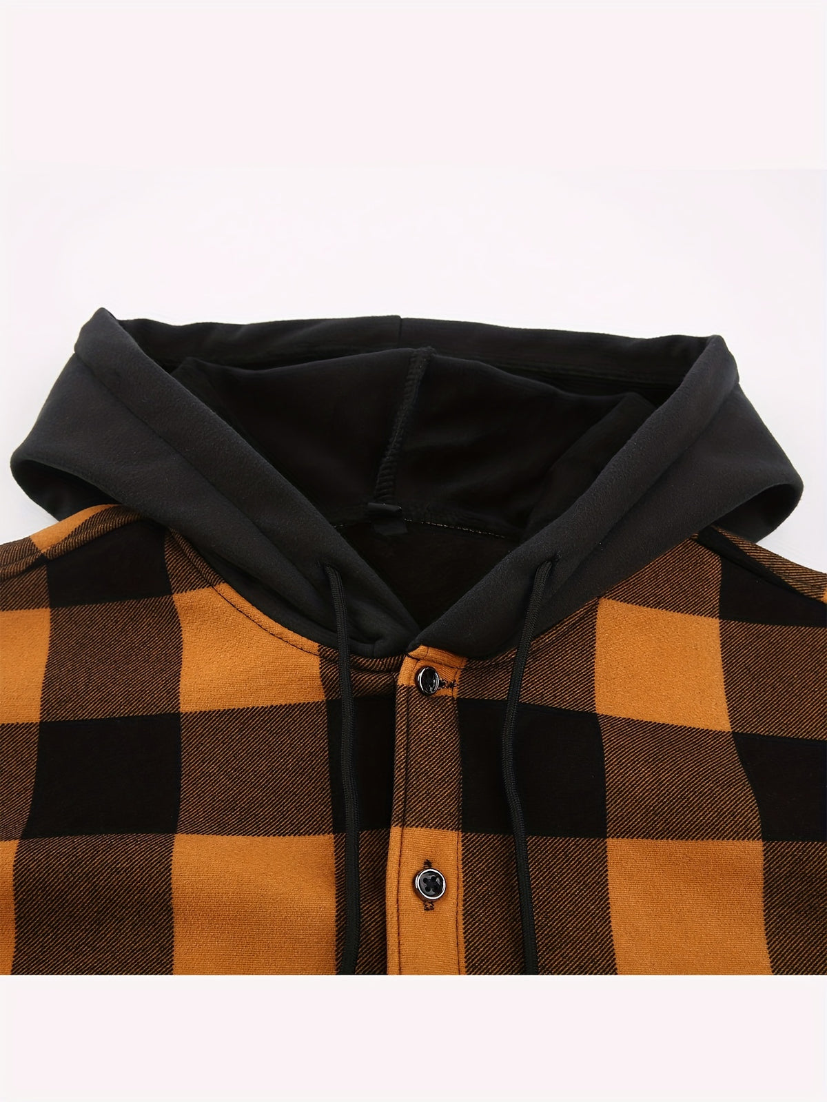 Men's Plaid Hoodie - Casual Long Sleeve Polyester 100% with Button Detail, Regular Fit, Slight Stretch, Woven Placket - Autumn and Winter Warm Leisure Sports - product image 7