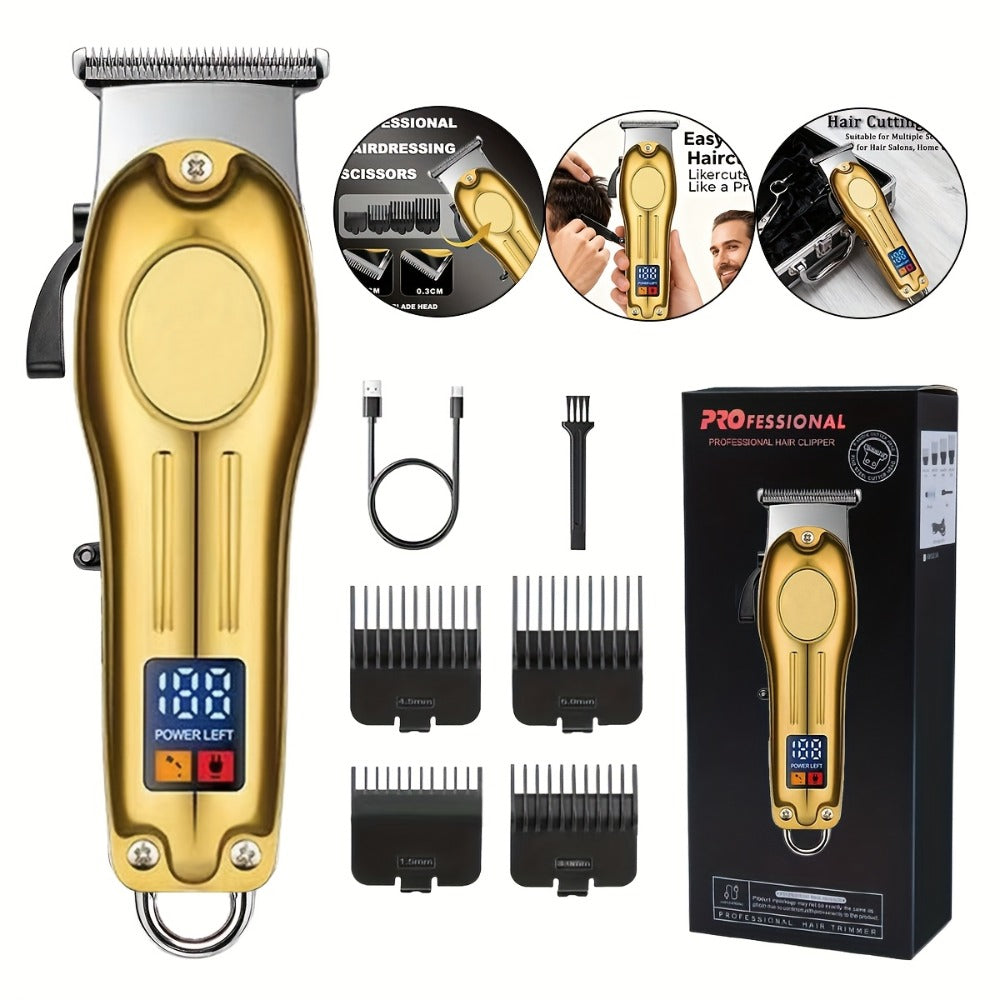 Cordless Hair Clipper Set for Men & Women — Professional Wireless Barber Clippers with T-Blade Trimmer, LED Screen, Adjustable Taper Lever, Rechargeable USB, Steel Blades, Home & T - product image