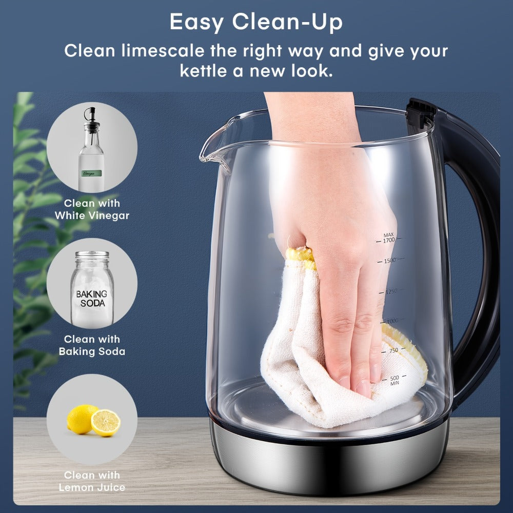 Electric Tea Kettle with 9 Temperature Control Presets – 1.7L Borosilicate Glass Kettle, 1200W, Removable Infuser, 2-Hour Keep Warm, Stainless Steel Hot Water & Tea Pot for Home &  - product image 6