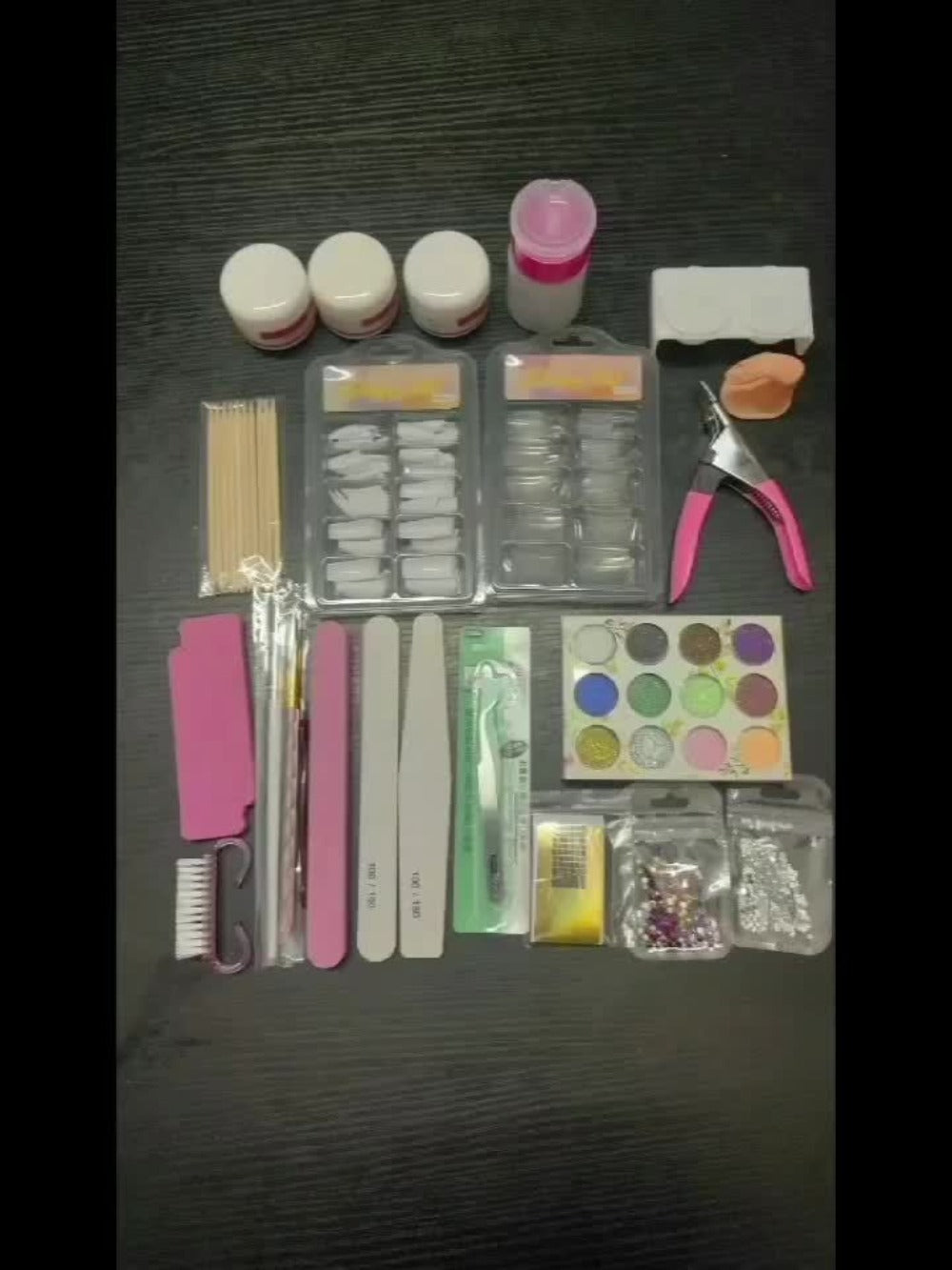 Acrylic Nail Kit 23-in-1 Complete Set with 12 Glitter Colors White & Pink Powder - DIY Nail Extension System No Glue No Liquid Needed for Beginners & Pros, Home Salon Manicure Kit  - product image 10
