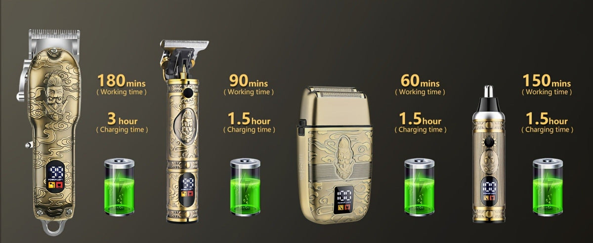 Professional Hair Clippers Trimmer Set for Men - T-Blade Trimmer Nose Hair Trimmer Electric Razor LCD Display USB Rechargeable Zinc Alloy Ergonomic Grooming Kit Bronze - product image 10
