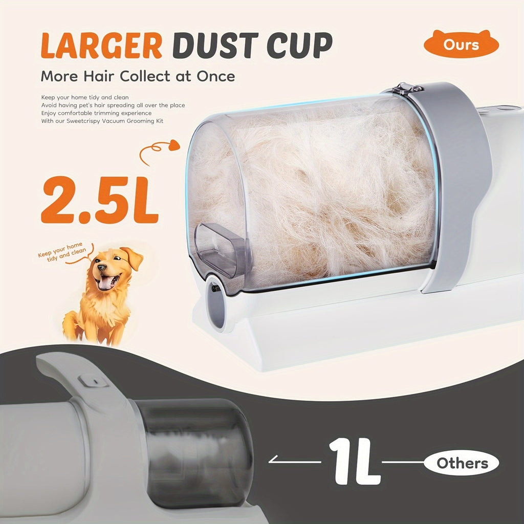 5-in-1 Grooming Kit for Dogs & Cats, 3 Suction Modes, Low-Noise, 5 Grooming Tools, Hair Clipper & Vacuum All-in-One – Pet Grooming Vacuum Cleaner with Cordless - product image 2