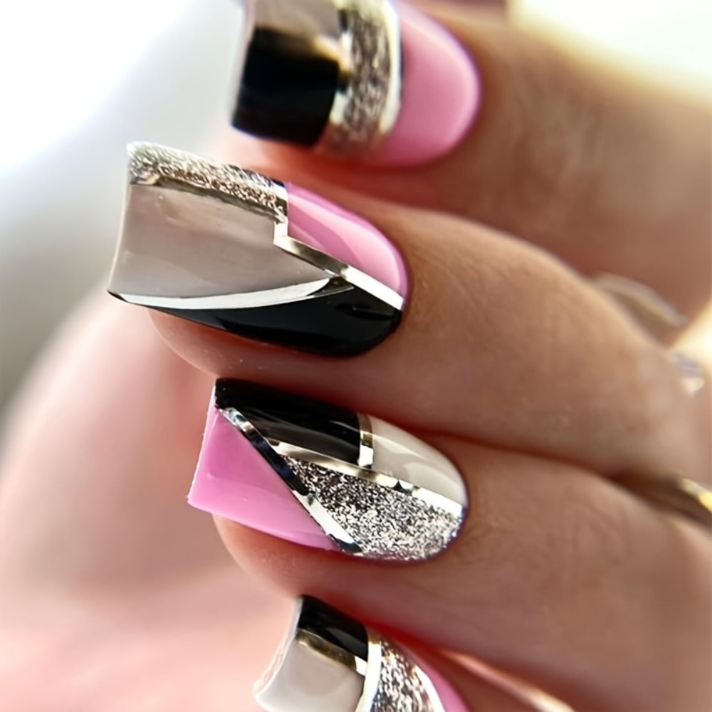 Ombre Press On Nails 216 Pieces 9 Packs – Gradient French Tip & Marble Square Full Cover False Nails for Women Girls | Colorful Nail Art Kit for Parties Weddings Daily Wear | Reusa - product image 7