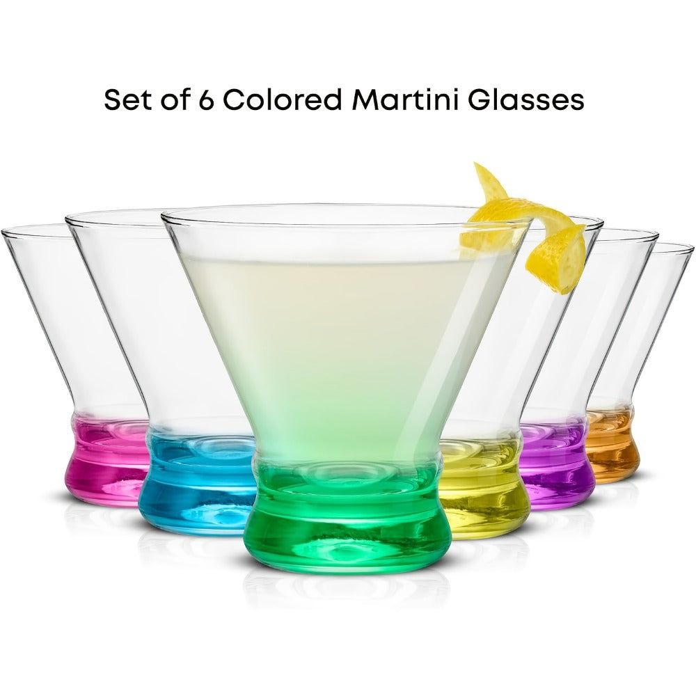 Stemless Martini Glasses Set of 6 – 8oz Colored Cocktail Glasses, Margarita Bar Dessert Glassware with Gradient Color Base, Espresso Martini Manhattan Party Glasses, Gift for Her - product image 4