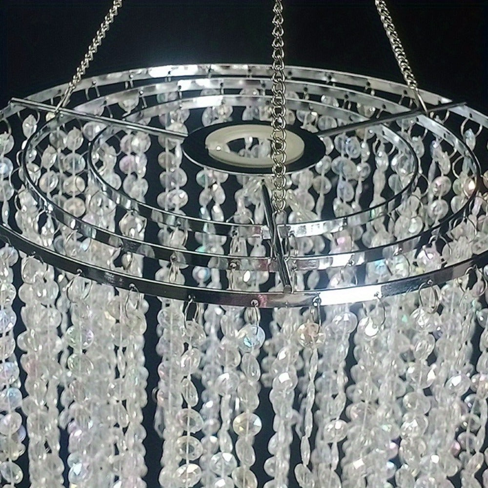 Crystal Beaded Chandelier Lampshade Acrylic Sparkling Droplets Elegant Ceiling Light Fixture Cover for Wedding Party Home Decor Multiple Sizes Branch Style Beadwork Pendant Shade - product image 13