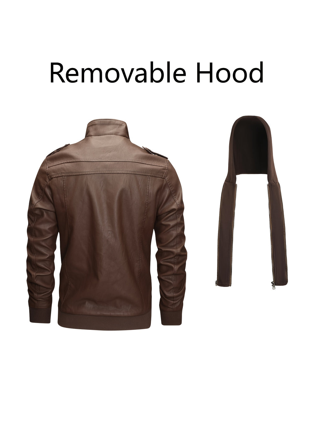 Men's High Quality Windproof PU Motorcycle Bomber Jacket with Removable Hood & Belted Hoodie Suitable for Riding, Winter, Spring, Fall - -Tear Windproof Bomber - product image 11